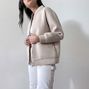 Oak + Fort Beige Minimal Bomber Jacket